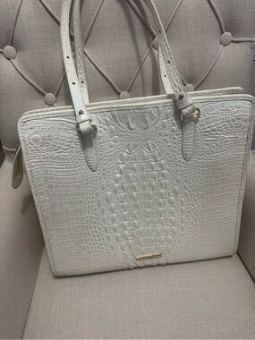 Brahmin Tia Leather Tote Milk Color